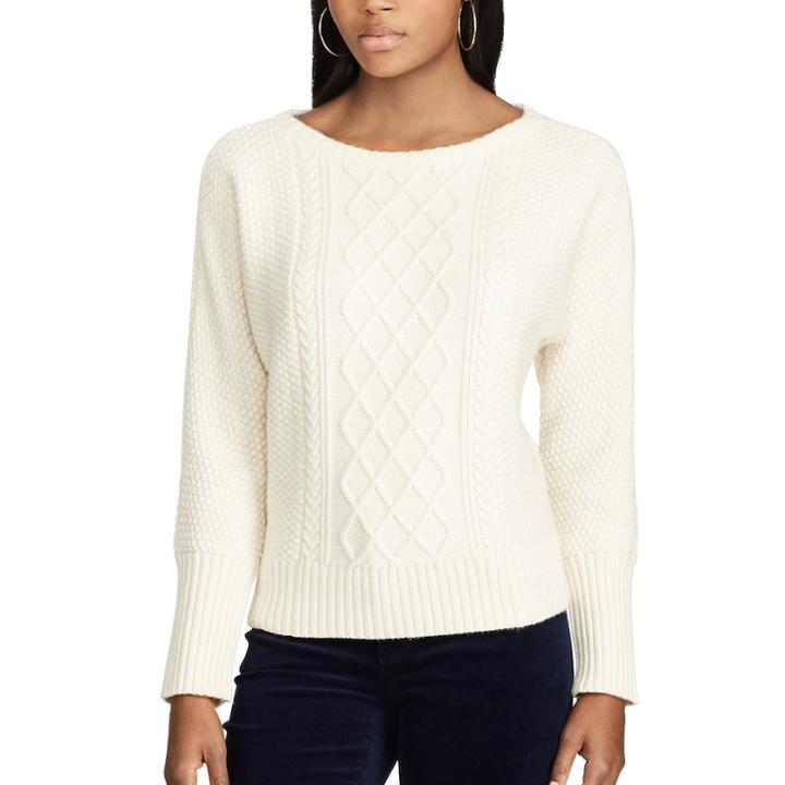 Women's Chaps Cable-knit Sweater, Size: Large, White