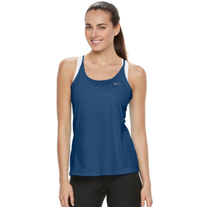 Women's Nike Dri-fit Mesh Racerback Tank Top, Size: Large, Brt Blue
