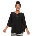 Plus Size French Laundry Lace-up Mesh Top, Women's, Size: 2xl, Oxford
