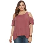 Plus Size Sonoma Goods For Life&trade; Ribbed Cold-shoulder Tee, Women's, Size: 2xl, Dark Red
