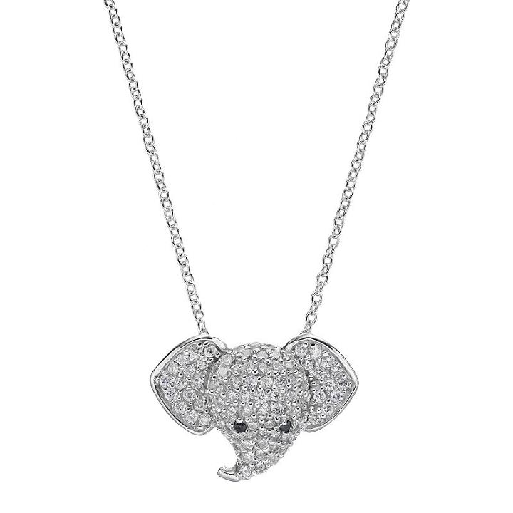 Sophie Miller Sterling Silver Cubic Zirconia Elephant Pendant, Women's, Size: 16, White