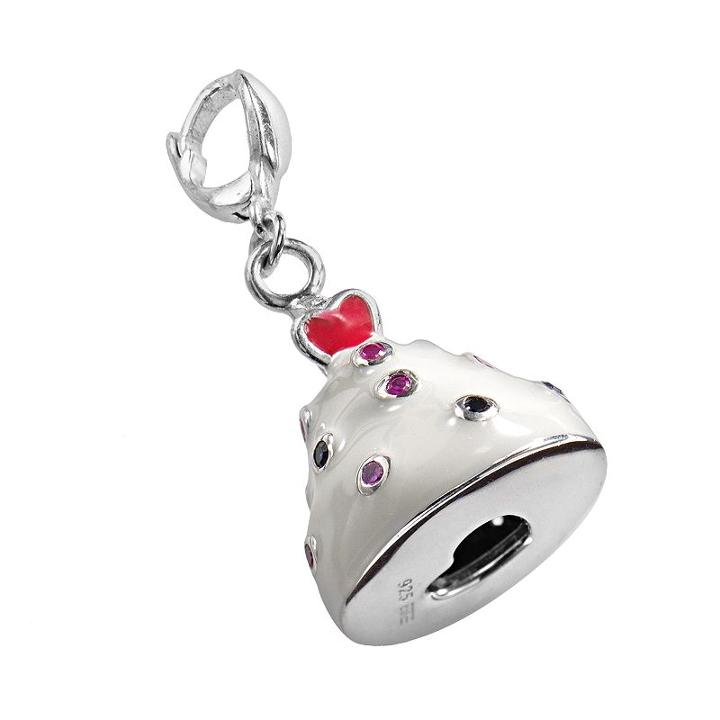 Sterling Silver Lab-created Blue And Pink Sapphire And Lab-created Ruby Cupcake Charm, Women's, Multicolor