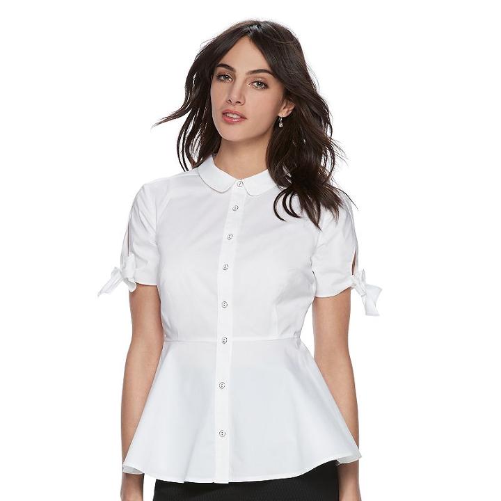 Women's Elle™ Poplin Peplum Blouse, Size: Xs, White