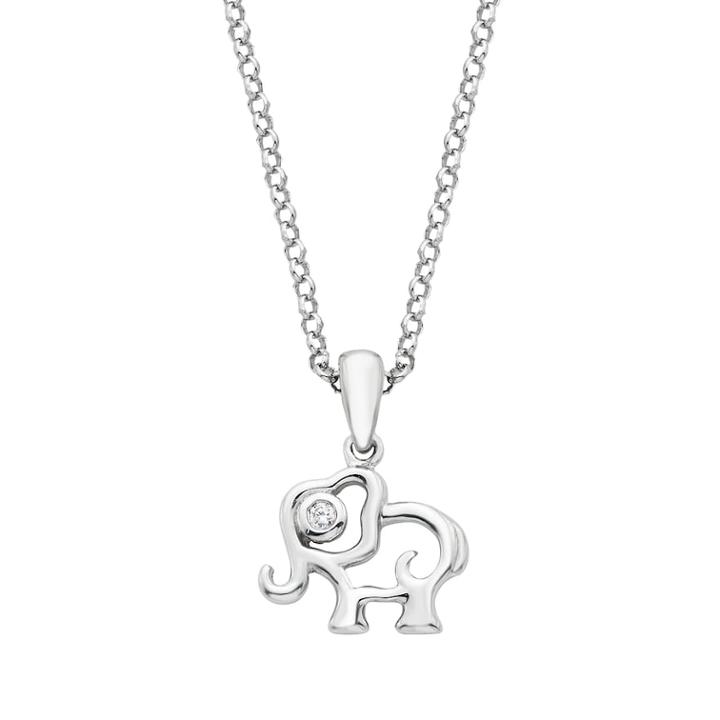 Little Diva Diamonds Kids' Sterling Silver Diamond Accent Elephant Pendant, Girl's, Size: 16, White