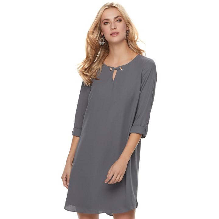 Women's Apt. 9&reg; Grommet Keyhole Shift Dress, Size: Xs, Dark Grey