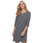 Women's Apt. 9&reg; Grommet Keyhole Shift Dress, Size: Xs, Dark Grey