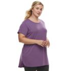 Plus Size Tek Gear&reg; High Slit Short Sleeve Tunic Tee, Women's, Size: 2xl, Drk Purple