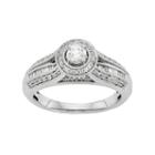 Diamond Tiered Halo Engagement Ring In 10k White Gold (1/2 Carat T.w.), Women's, Size: 7