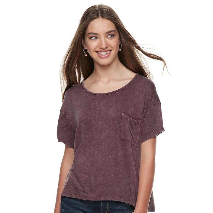 Juniors' Grayson Threads Crewneck Pocket Tee, Teens, Size: Medium, Drk Purple