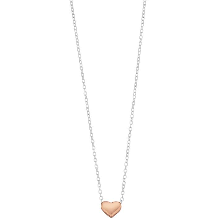 Love This Life Two Tone Sterling Silver Mini Heart Pendant Necklace, Women's, Multicolor