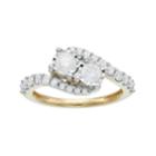 10k Gold 1 Carat T.w. Diamond 2-stone Bypass Engagement Ring, Women's, Size: 7, White