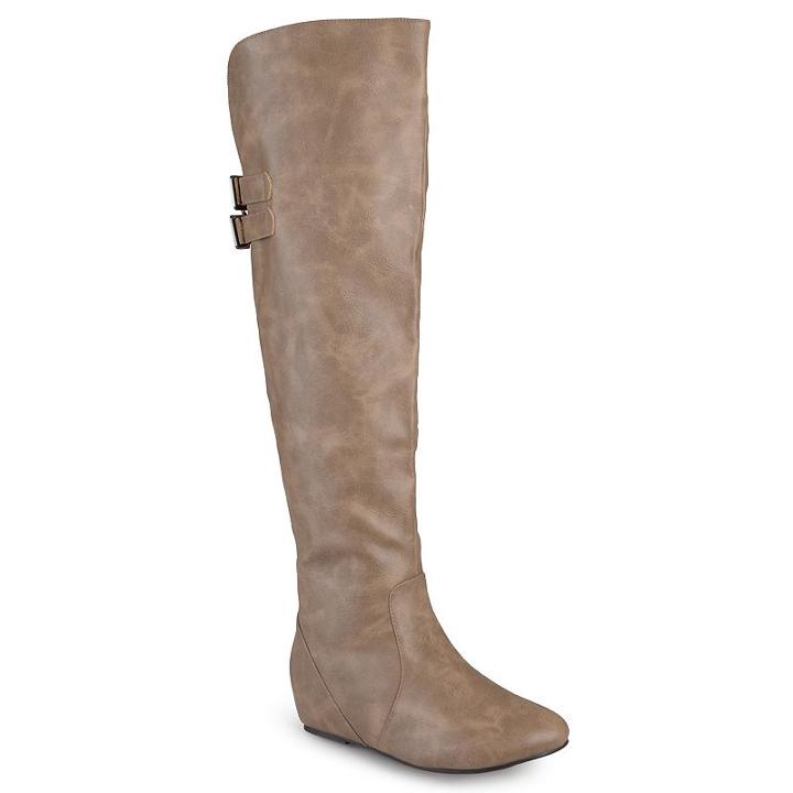 Journee Collection Angel Women's Over-the-knee Wedge Riding Boots, Girl's, Size: 10 Wc, Brown