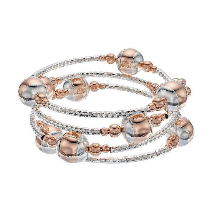 Two Tone Beaded Coil Bracelet, Women's, Multicolor