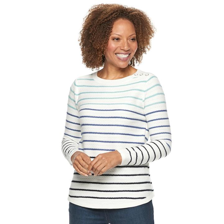 Petite Croft & Barrow&reg; Curved Hem Sweater, Women's, Size: S Petite, Natural