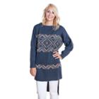 Women's Muk Luks Snowflake Zigzag Sweater Tunic, Size: L-xl, Grey