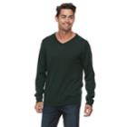 Men Apt. 9&reg; Wool-blend Merino V-neck Sweater, Size: Xl, Dark Green