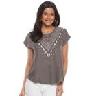 Petite Apt. 9&reg; Embellished Bar Back Tee, Women's, Size: Xl Petite, Grey
