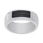 1913 Men's Stainless Steel Cubic Zirconia & Wire Ring, Size: 10, Black