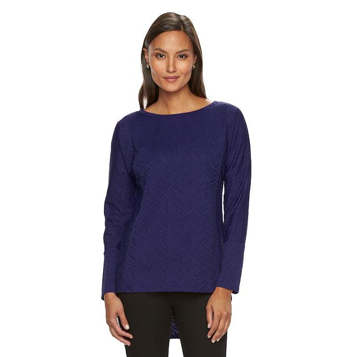 Women's Dana Buchman Chevron Jacquard Top, Size: Large, Dark Blue