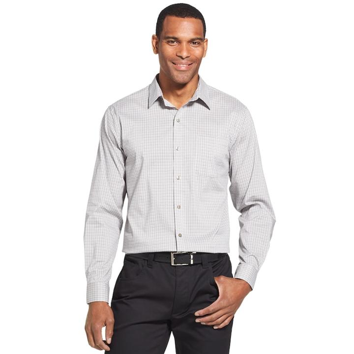Men's Van Heusen Traveler Stretch Classic-fit No-iron Button-down Shirt, Size: Medium, Grey