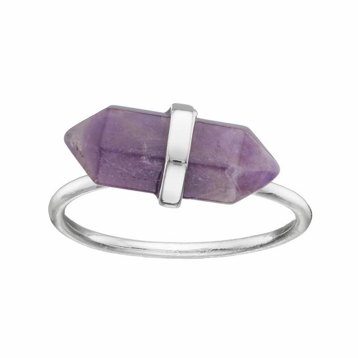 Healing Stone Silver Plated Amethyst Crystal Ring, Women's, Size: 7, Purple