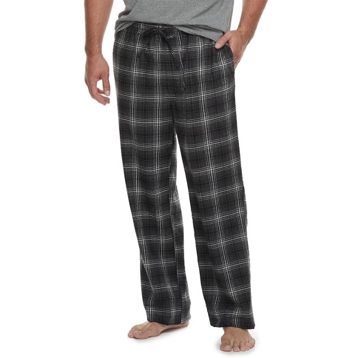 Big & Tall Croft & Barrow&reg; Plaid Flannel Lounge Pants, Men's, Size: Xl Tall, Black