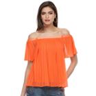 Petite Jennifer Lopez Off-the-shoulder Pleated Top, Women's, Size: M Petite, Med Orange