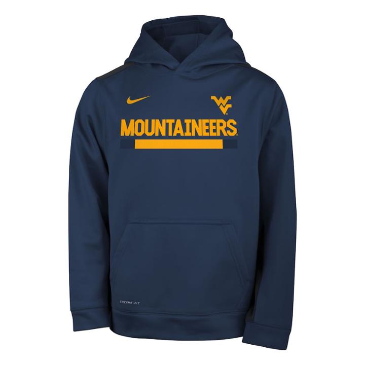 Boys 8-20 Nike West Virginia Mountaineers Therma-fit Hoodie, Size: M 10-12, Blue (navy)