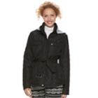 Juniors' Urban Republic Hooded Quilted Coat, Teens, Size: Medium, Black