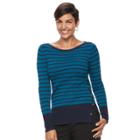 Women's Croft & Barrow&reg; Button Side Long Sleeve Top, Size: Xl, Blue