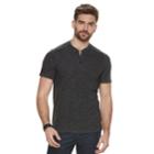 Men's Rock & Republic Mock-layered Henley Tee, Size: Xl, Dark Grey