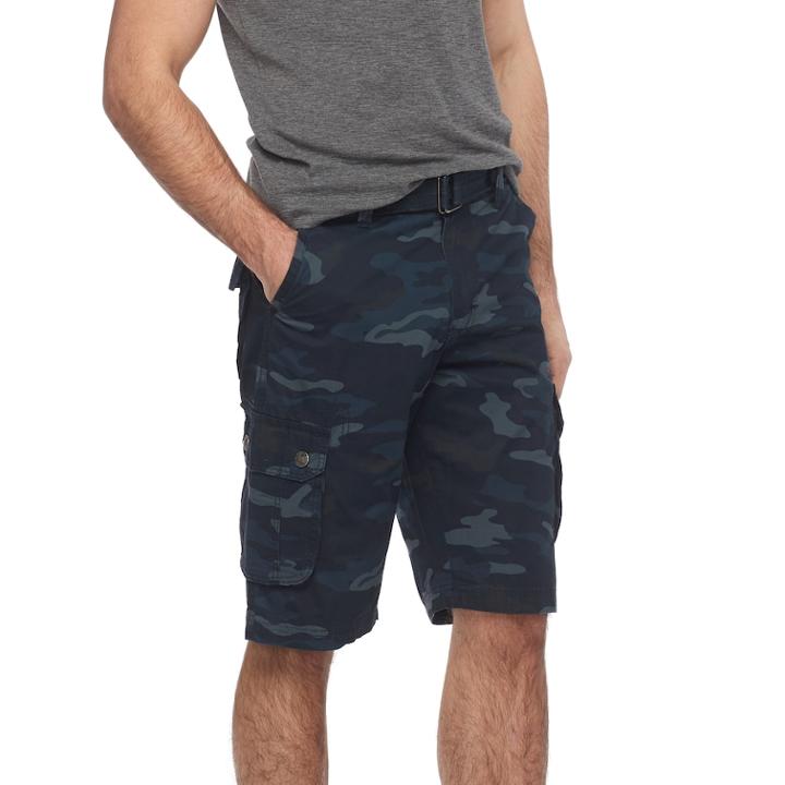 Men's Rawx Regular-fit Belted Cargo Shorts, Size: 30, Blue (navy)