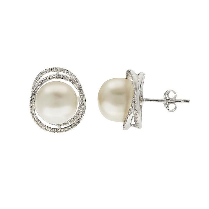 Pearlustre By Imperial Sterling Silver Freshwater Cultured Pearl Button Stud Earrings, Women's, White