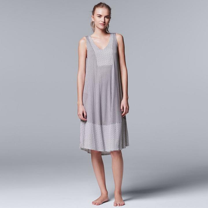 Women's Simply Vera Vera Wang Evening Oasis Chemise, Size: Xl, Grey Other
