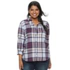 Juniors' Plus Size So&reg; Button-front Flannel Shirt, Teens, Size: 1xl, Lt Purple