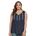 Plus Size Sonoma Goods For Life&trade; Front Tie Tank, Women's, Size: 1xl, Dark Blue