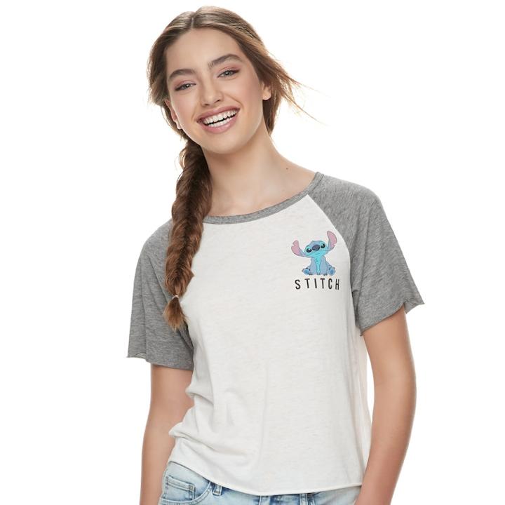 Disney's Lilo & Stitch Juniors' Burnout Aloha Graphic Tee, Teens, Size: Xs, White