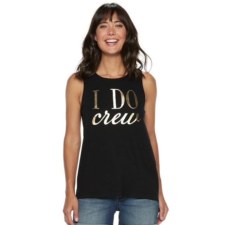 Women's Apt. 9&reg; Bridal Graphic Tank, Size: Large, Black