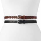 Women's Sonoma Goods For Life&trade; Scalloped & Perforated 2-for-1 Belt Set, Size: Xl, Grey (charcoal)