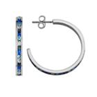 Traditions Sterling Silver Blue And White Swarovski Crystal Hoop Earrings, Women's