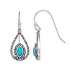 Tori Hill Sterling Silver Marcasite & Simulated Blue Opal Teardrop Earrings, Women's
