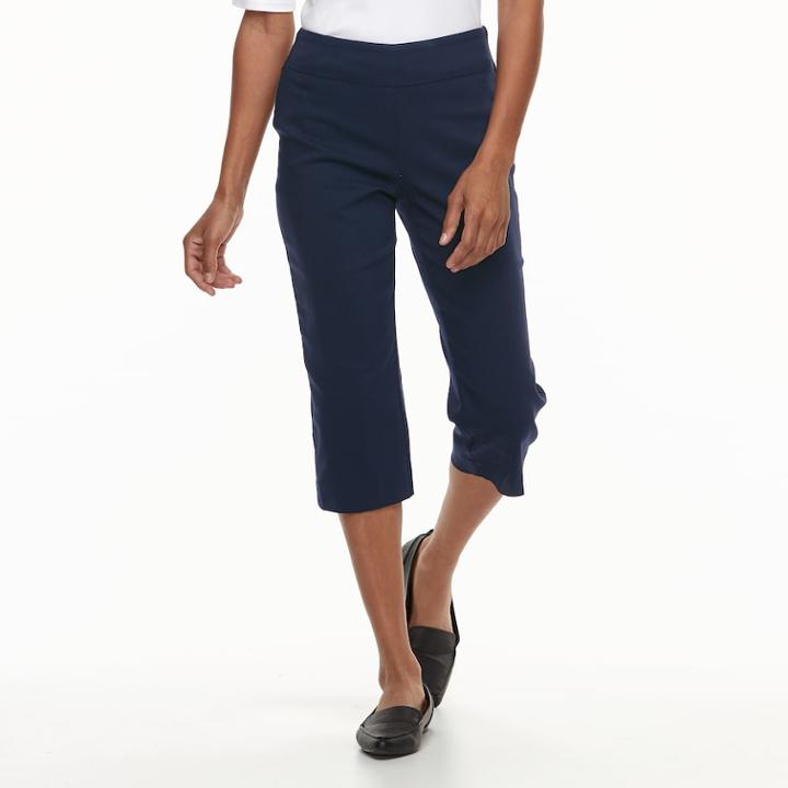 Women's Dana Buchman Millennium 21-in. Pull-on Capris, Size: Large, Blue (navy)