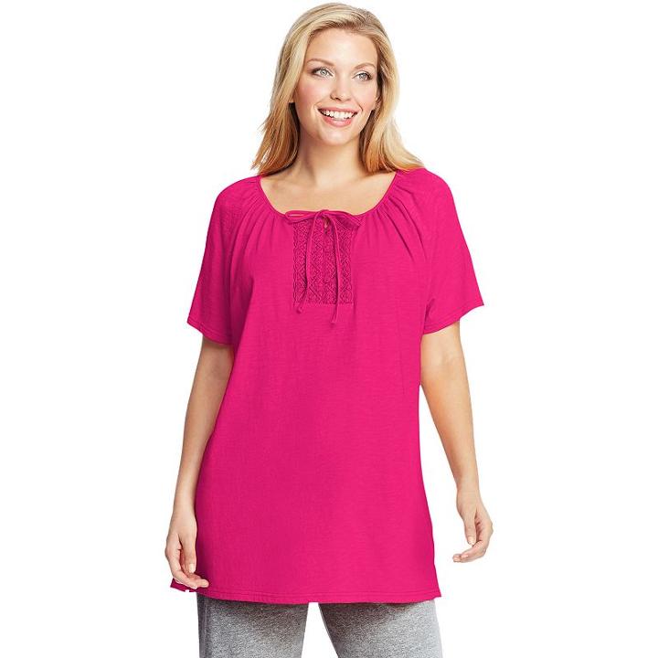 Plus Size Just My Size Crochet-trim Tunic, Women's, Size: 1xl, Purple Oth