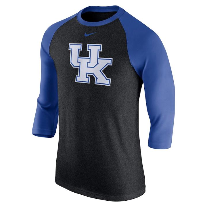Men's Nike Kentucky Wildcats Tri-blend Raglan Tee, Size: Medium, Dark Grey