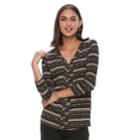 Women's Dana Buchman Pleated Mixed-media Top, Size: Xl, Dark Beige