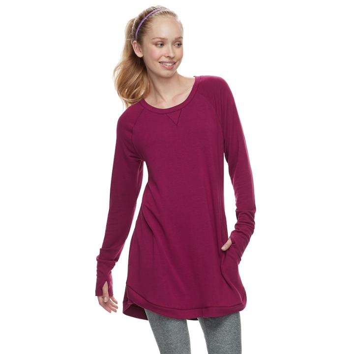 Women's Tek Gear&reg; French Terry Thumb Hole Tunic, Size: Xxl, Dark Red