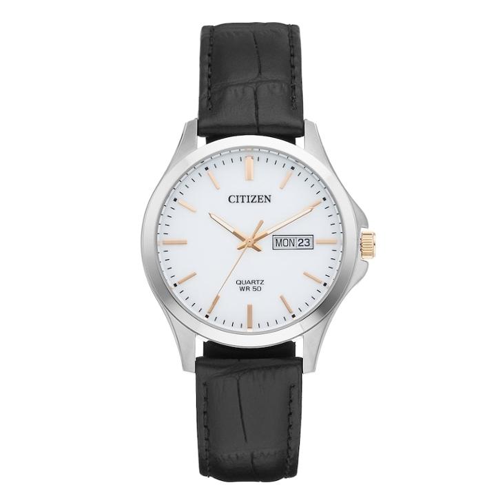 Citizen Men's Leather Watch - Bf2009-11a, Size: Large, Black
