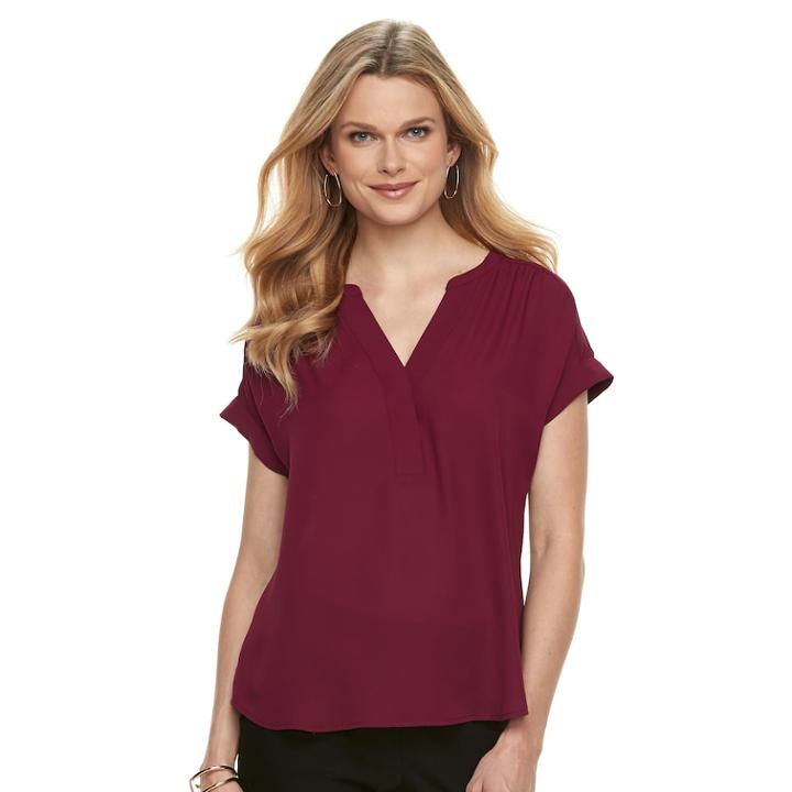 Women's Apt. 9&reg; Dolman Crepe Blouse, Size: Medium, Dark Red