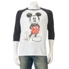 Men's Disney Mickey Mouse Raglan Tee, Size: Xxl, White Oth