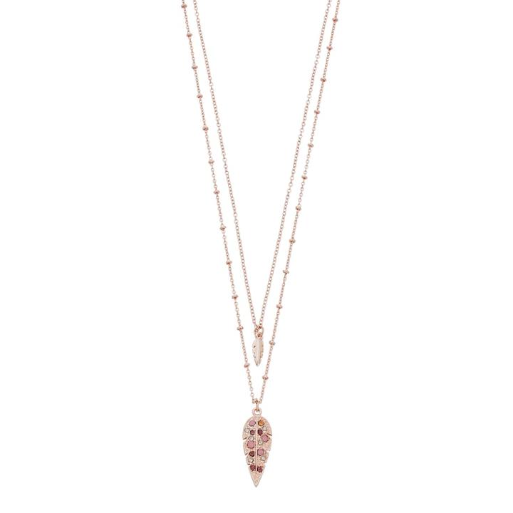 Lc Lauren Conrad Double Strand Simulated Crystal Leaf Pendant Necklace, Women's, Pink